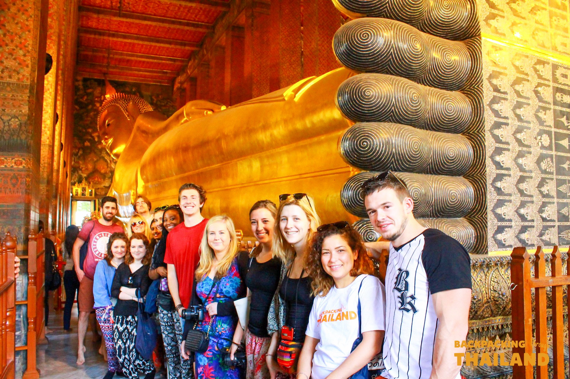 The giant gold Reclining Buddha at Wat Pho in Bangkok