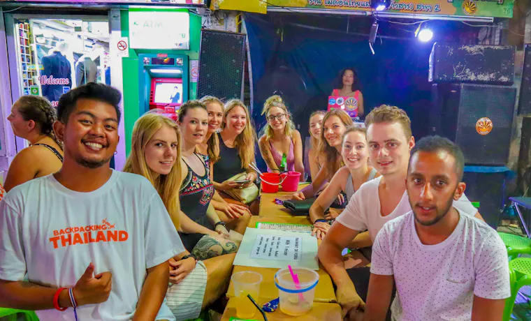 A tour group enjoying Khao San Road party