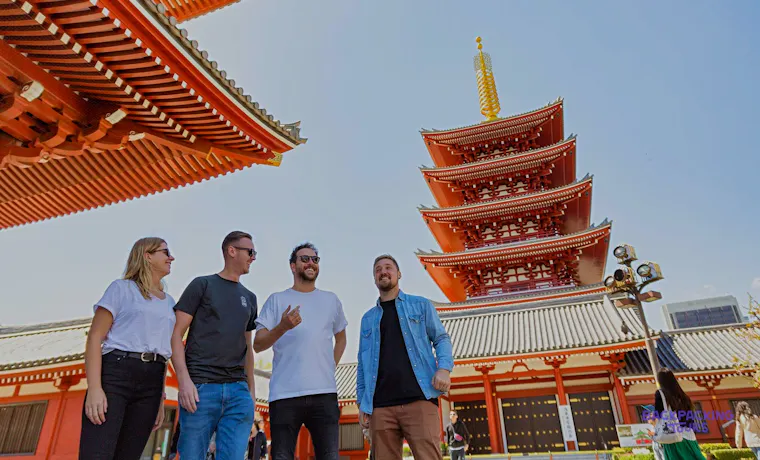 Group in front of the pagoda at Senso-ji, Tokyo's oldest Buddhist temple
