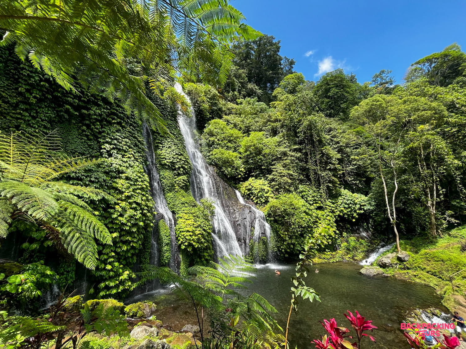 Experience the majestic Banyumala Waterfalls, a hidden gem nestled within Bali's vibrant tropical jungle.